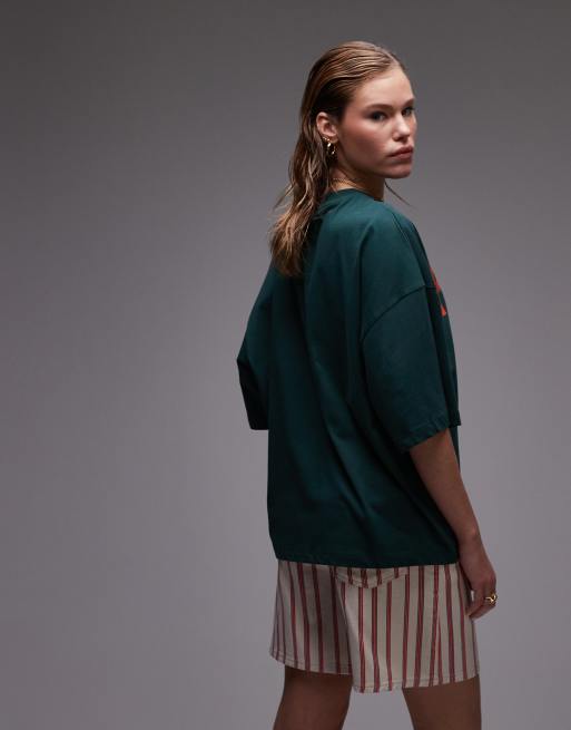 Topshop graphic Pomodori oversized tee in green, 5 of 5