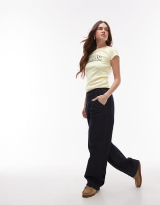 Topshop graphic Porto baby tee in buttermilk