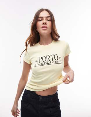 Topshop graphic Porto baby tee in buttermilk