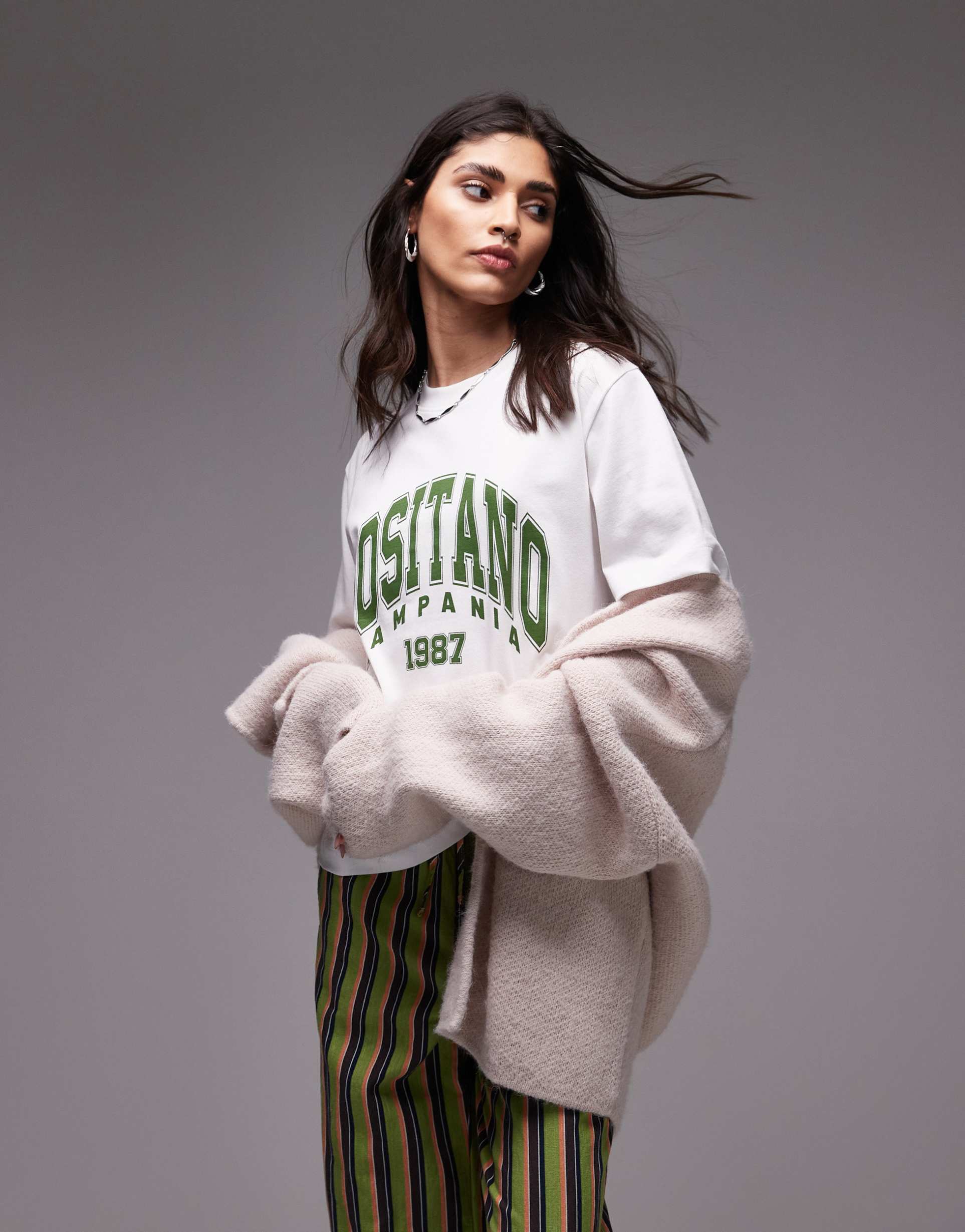 topshop graphic positano premium basic tee in white