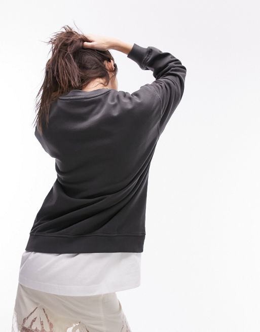 Charcoal Washed Oversized Hoodie, Tops