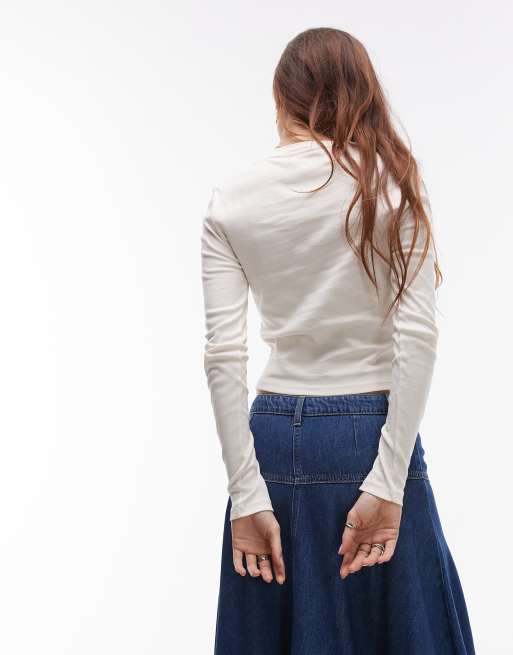 Topshop graphic Saint Moritz long sleeve baby tee in ivory