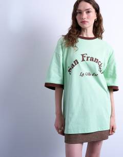 Graphic San Francisco oversized tee in green