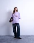 [Topshop] Topshop graphic San Francisco oversized tee in lilac-Purple S LILAC