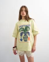 Topshop graphic Santiago oversized tee in green