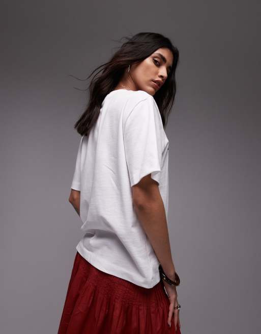 Topshop graphic Santorini oversized tee in white