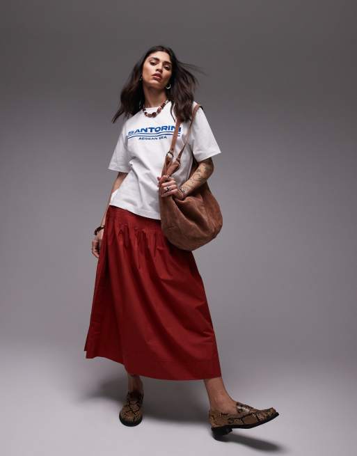 Topshop graphic Santorini oversized tee in white