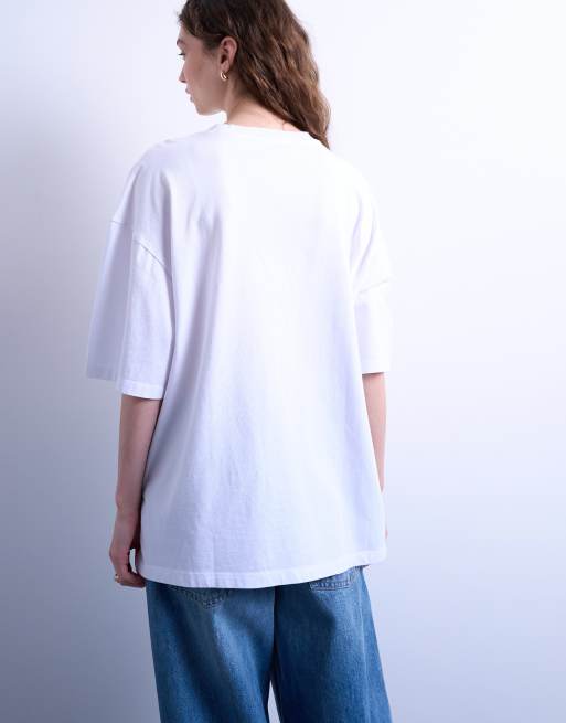 Topshop graphic Sardinia oversized tee in white, 3 of 4