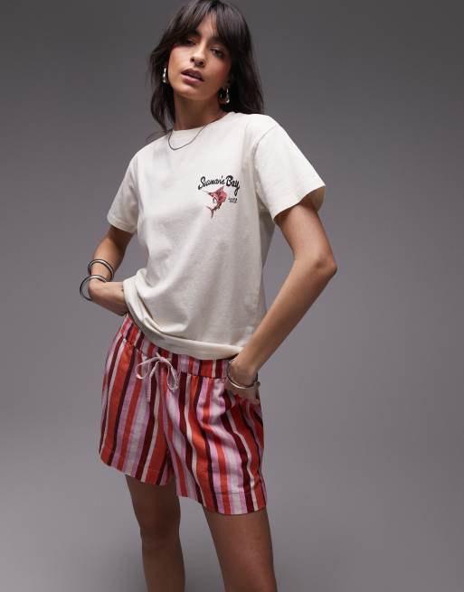 Topshop graphic Seaman's Bay back print boxy tee in ecru, 4 of 4
