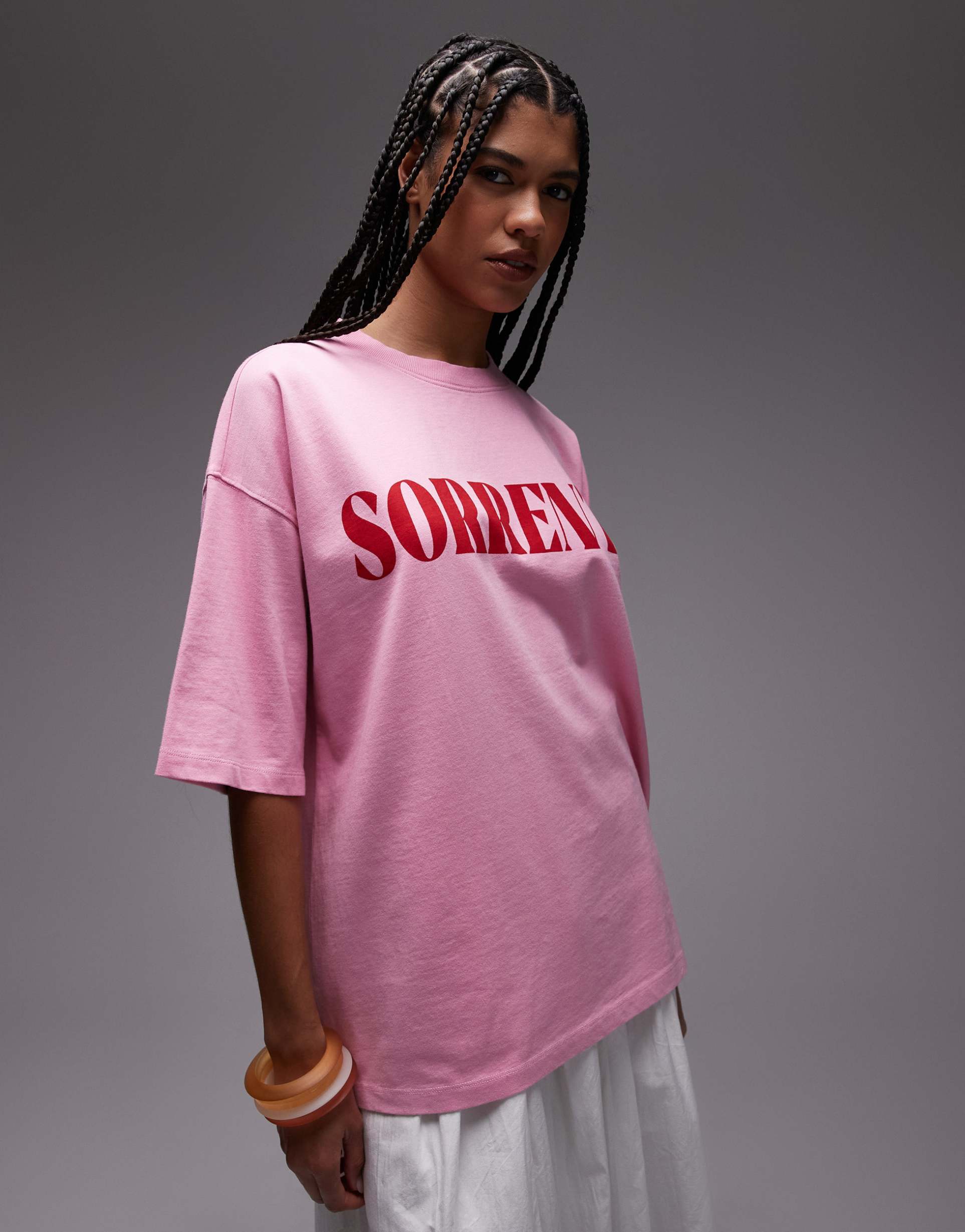 topshop graphic sorrento oversized tee in pink