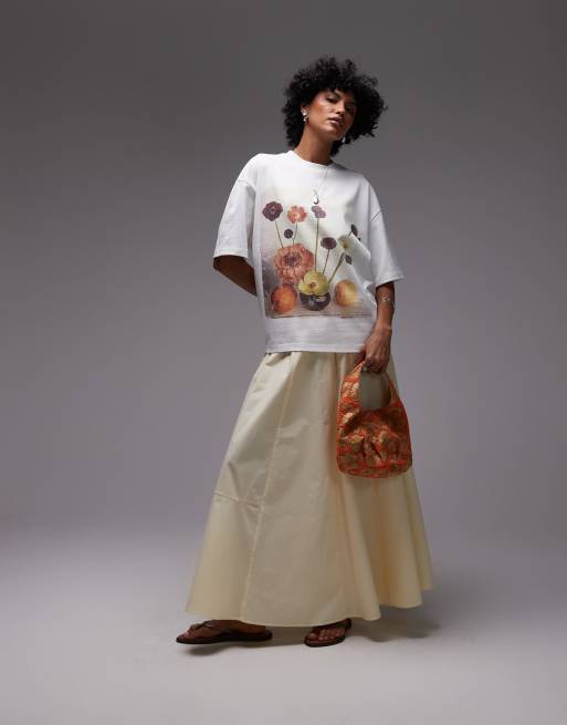 Topshop graphic still life print oversized tee in white, 2 of 4