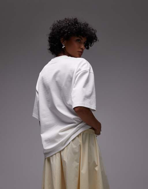 Topshop graphic still life print oversized tee in white, 4 of 4