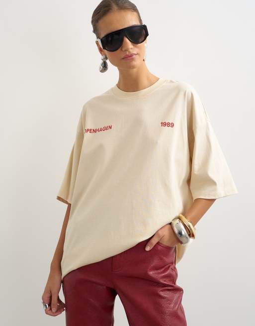 Topshop graphic 'Studio Archive' oversized t-shirt in ecru, 4 of 4