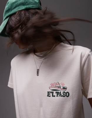 Topshop Graphic Texas El Paso Boxy Tee In White