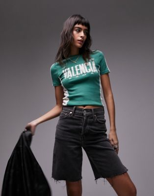 Topshop graphic Valencia sporty baby tee in green