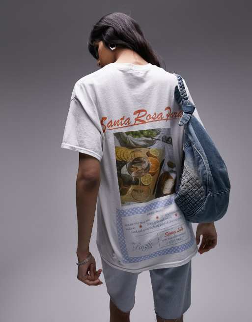 Topshop graphic vintage Santa Rosa Park oversized tee in white