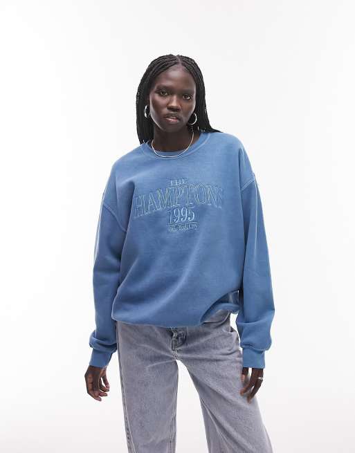 Topshop blue sweatshirt clearance