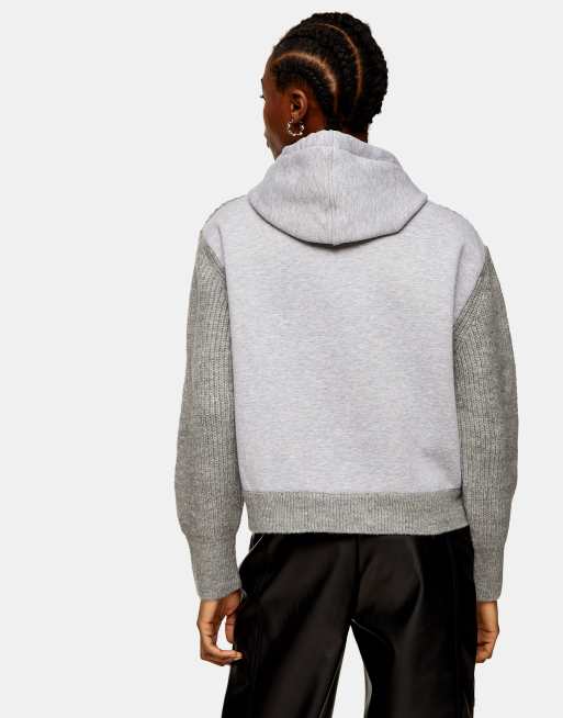 Topshop gray jersey knit hoodie