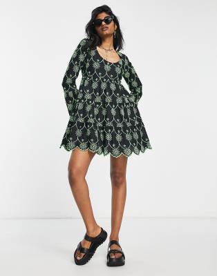 Topshop black best sale embroidered dress