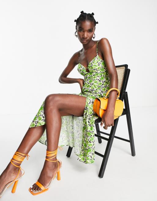 green floral bralet slip dress ASOS