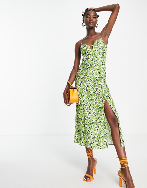 Green floral shop slip dress