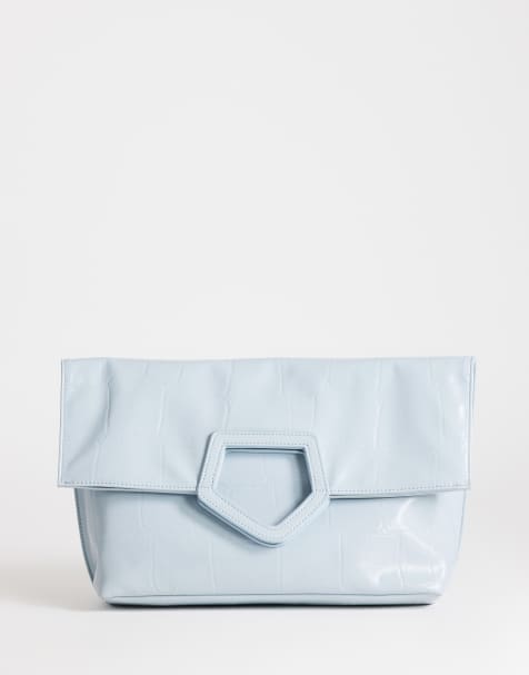 Topshop Gregry folded clutch bag in blue croc - view 1