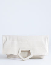 Topshop Gregry folded clutch bag in off white croc