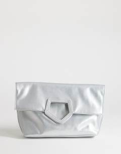 Gregry oversized folded clutch bag in silver