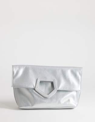 Сумочка-клатч Topshop Gregry oversize в сложенном виде серебристого цвета
