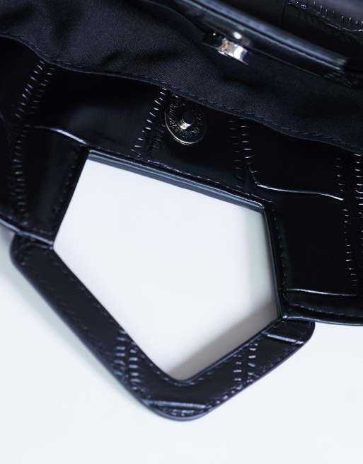Topshop - Gregry - Pochette oversize à rabat - Noir croco, 3 de 4