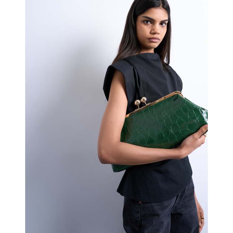 Topshop Gretchen clutch grab bag in green | ASOS