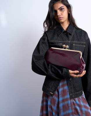 Topshop - Gretchen - Handtasche in Clutch-Stil in Burgunderrot