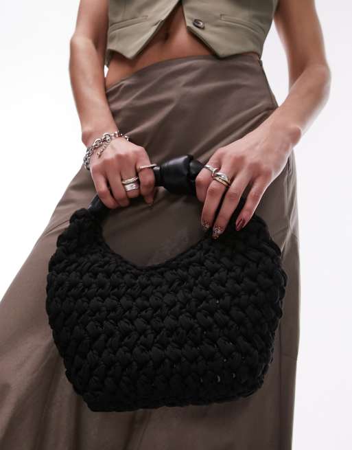Topshop Gretel Sac a main tisse avec poignee nouee Noir ASOS