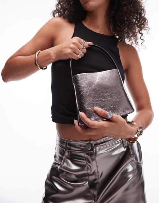 Topshop - Gretel - Sølvgrå mini-håndtaske med metalhank, 4 af 4
