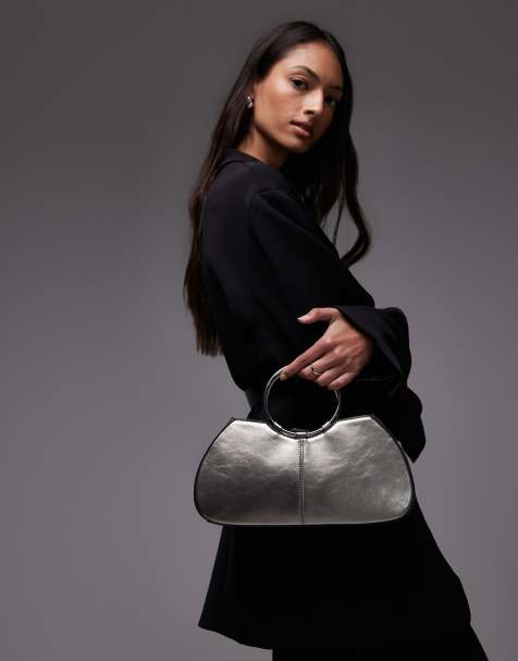 Topshop - Griffith - Borsa a mano argentata con manici ad anello in metallo - view 1