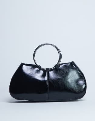 Topshop - Griffith - Handtasche in Schwarz mit Metallring