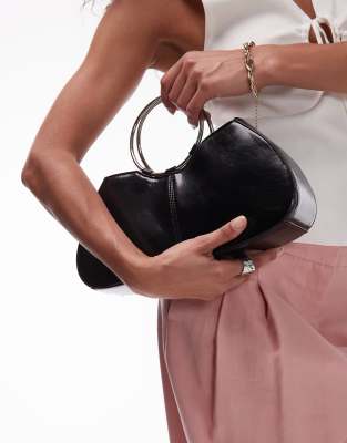 Topshop Griffith metal ring handle grab bag in black - view 1