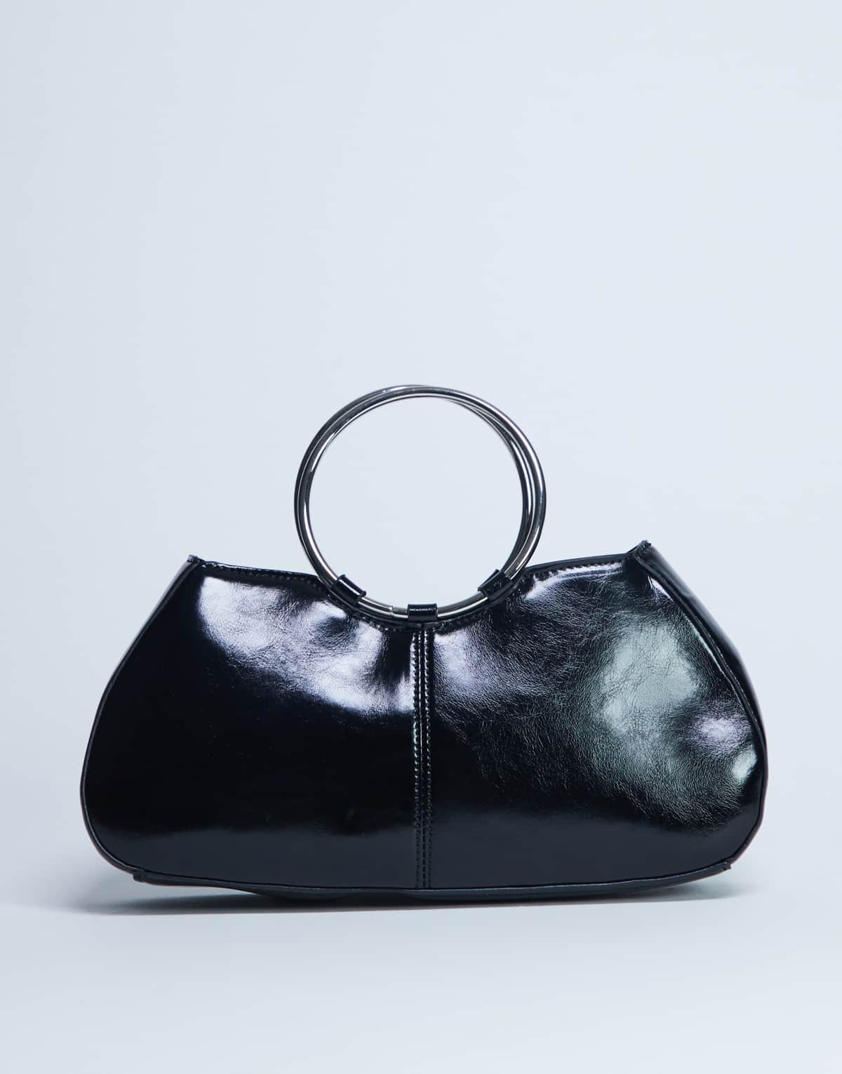 Topshop Griffith metal ring handle grab bag in black