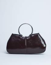 Topshop Griffith metal ring handle grab bag in chocolate