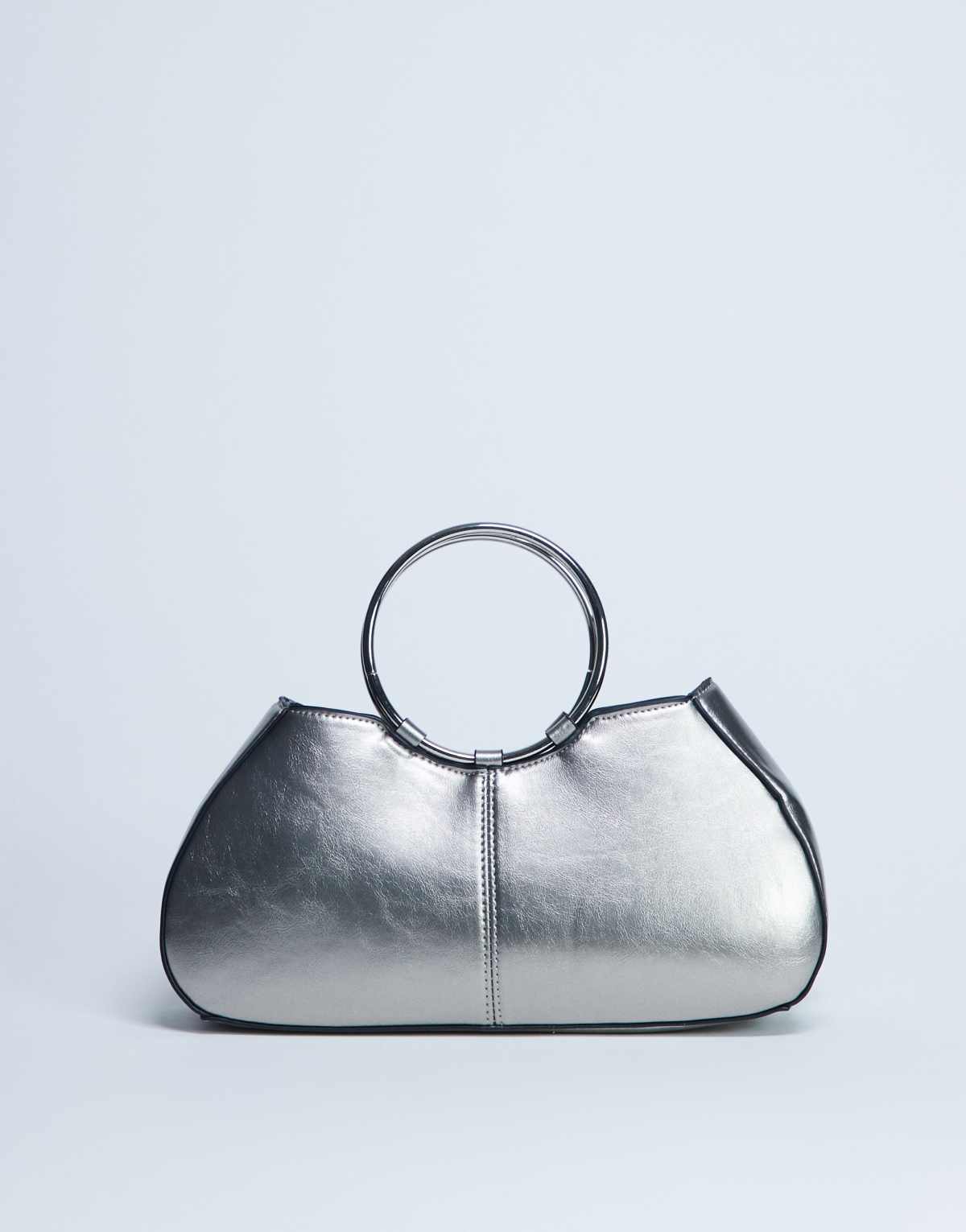 Topshop Griffith metal ring handle grab bag in silver
