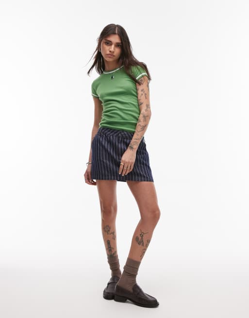 Topshop contrast everyday tee in green 