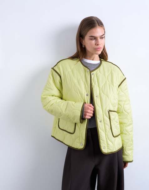 Topshop - Grøn liner-jakke med kontrasterende vatteringer - view 1