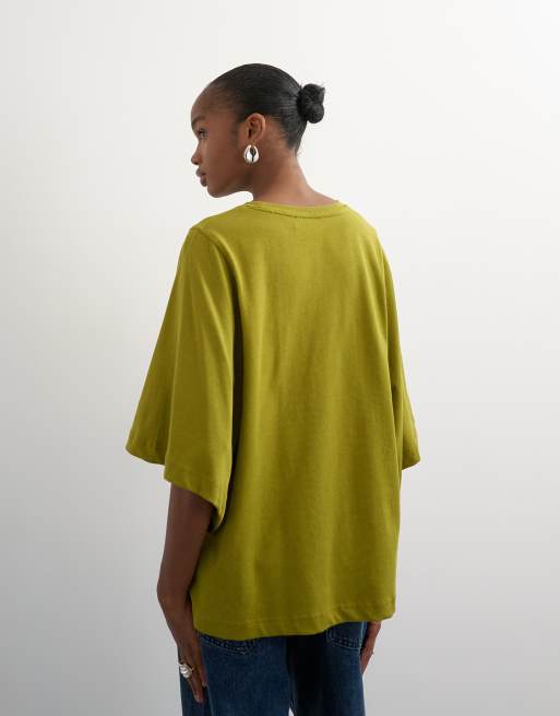 Topshop - Grøn T-shirt med flagermusærmer, 3 af 4