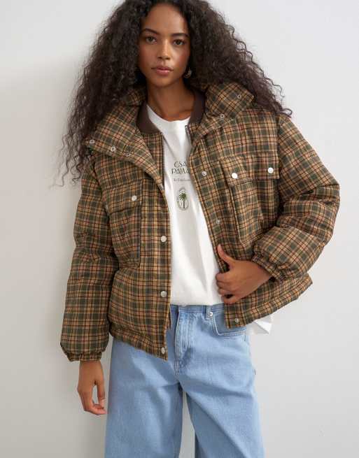 Topshop - Grøn ternet dynejakke, 4 af 4