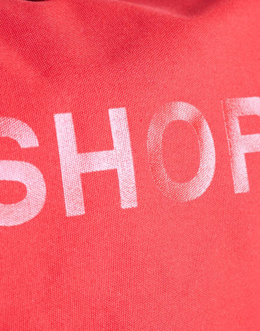 Topshop große Canvas-Tasche in Rot, 4 von 4