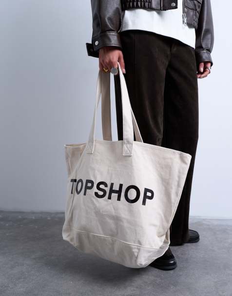 Topshop – Große Tragetasche aus Canvas in Weiß - view 1