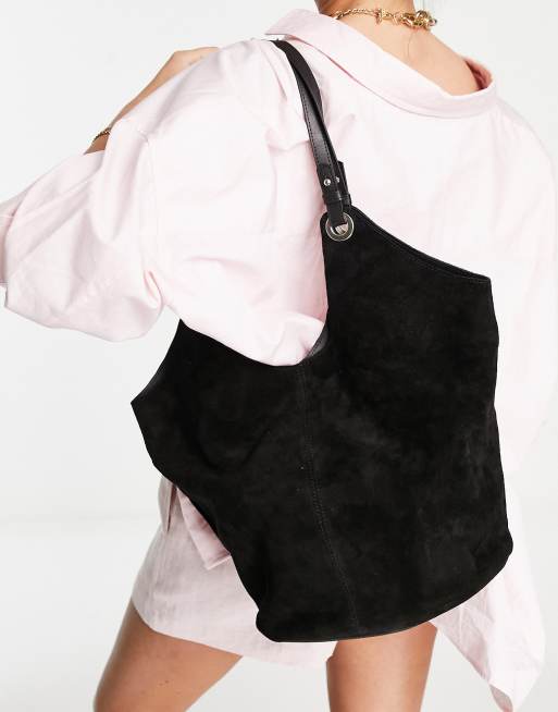 Topshop – Große Tragetasche aus Leder und Wildleder in Schwarz, 2 von 4