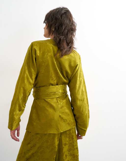 Topshop – Grön kimono i jacquard, 2 av 4