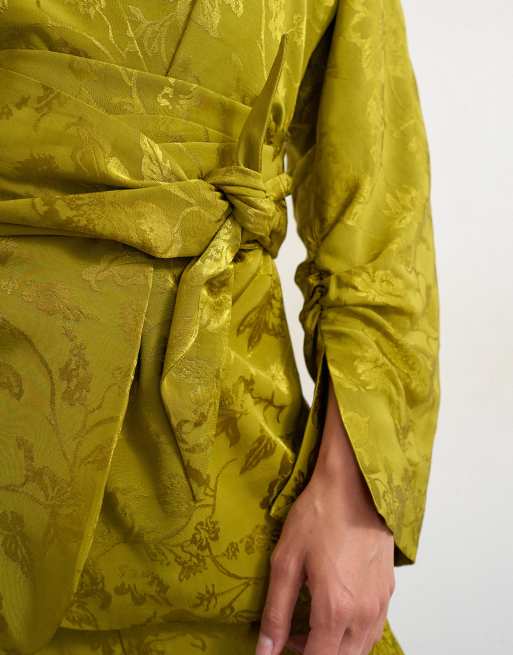 Topshop – Grön kimono i jacquard, 3 av 4