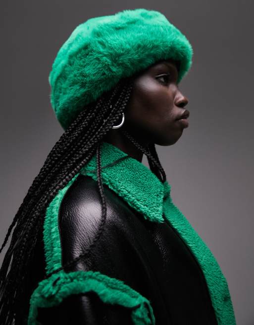 Topshop – Grön pälsmössa, 4 av 4
